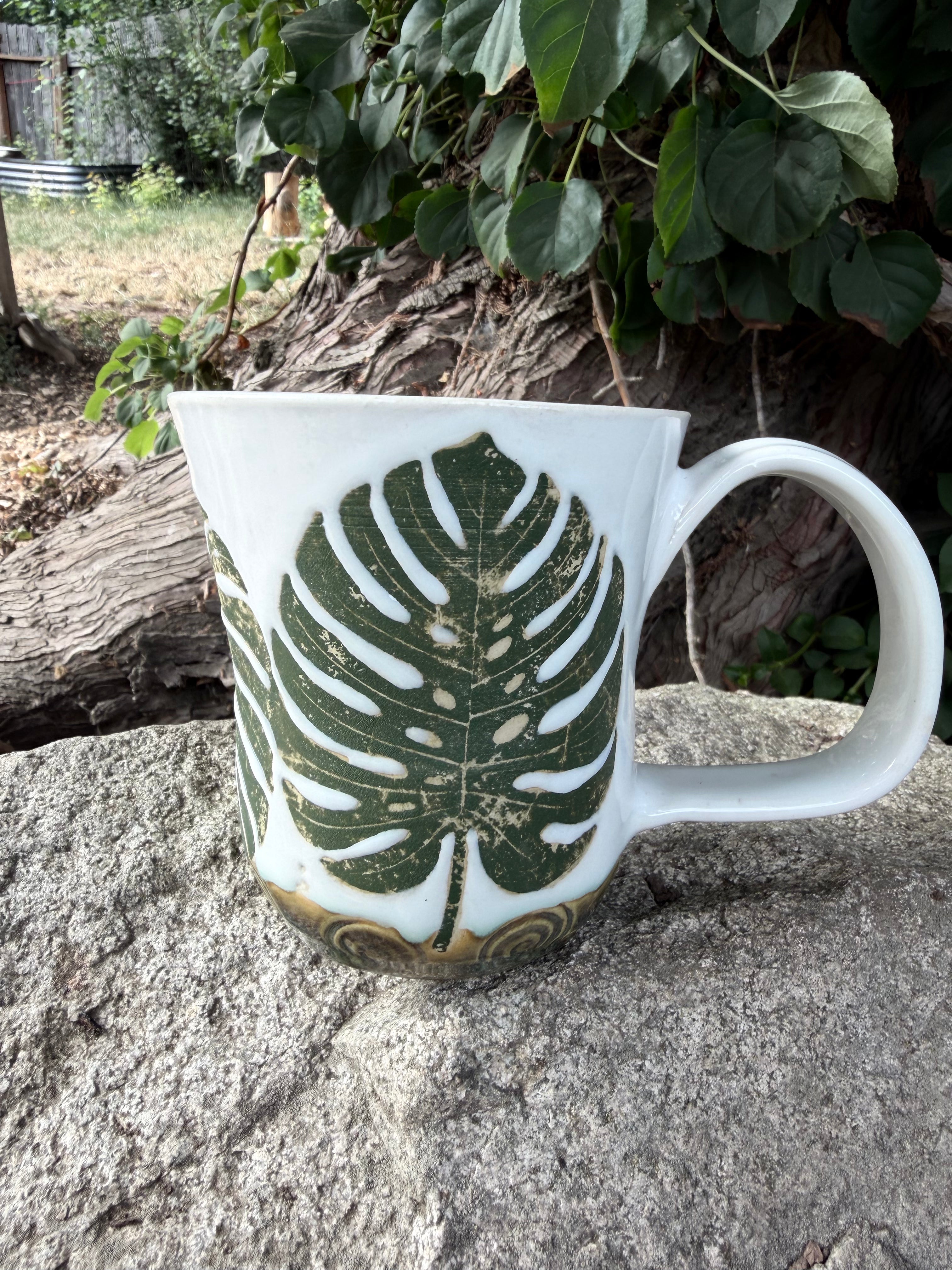 Large Monstera Leaf Mug