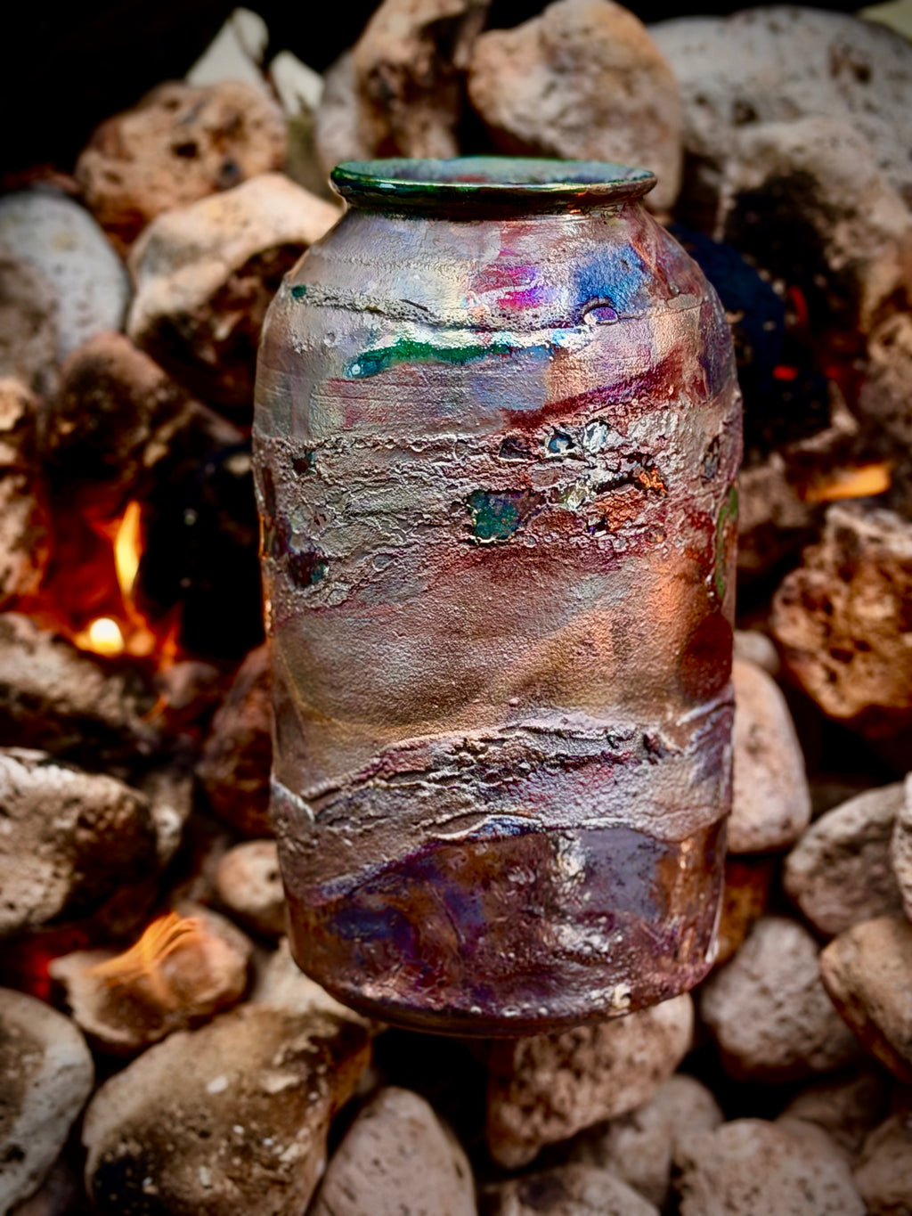 Raku Vase, Medium Straight