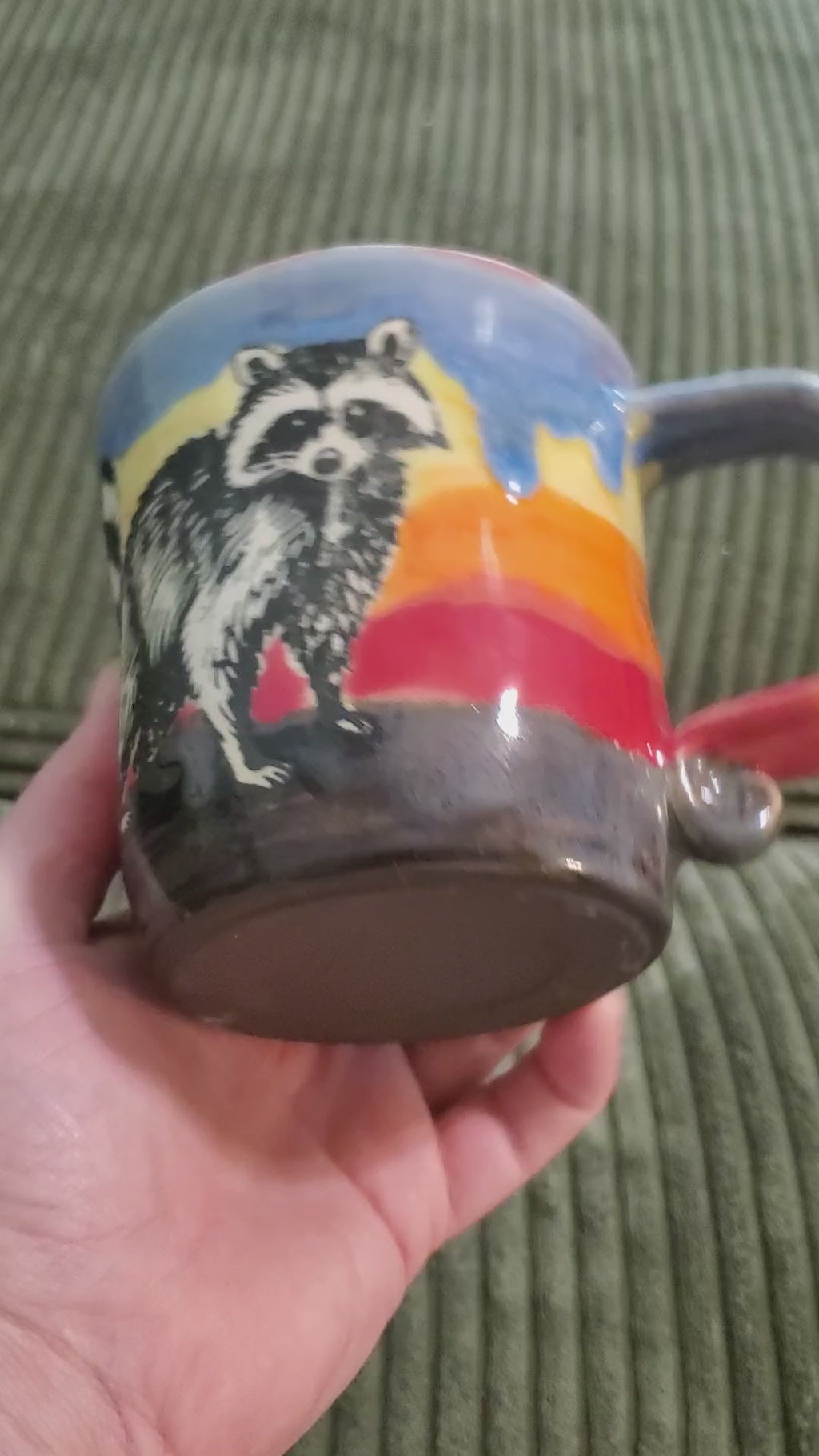 Sunset Raccoon Mug, Medium