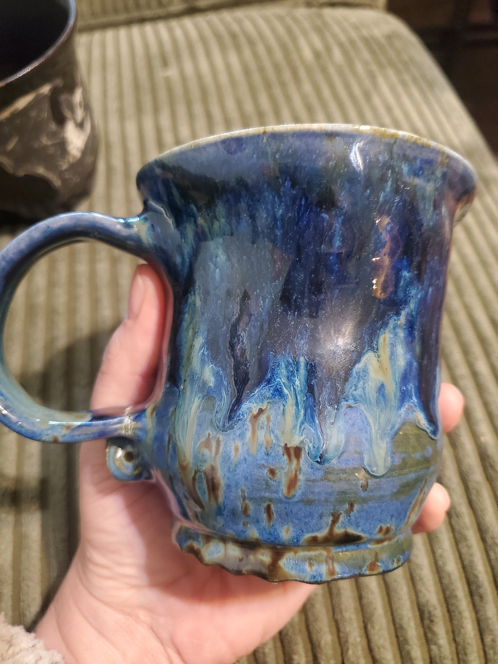 Large Blue Green Drip Mug