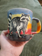 Sunset Raccoon Mug, Medium