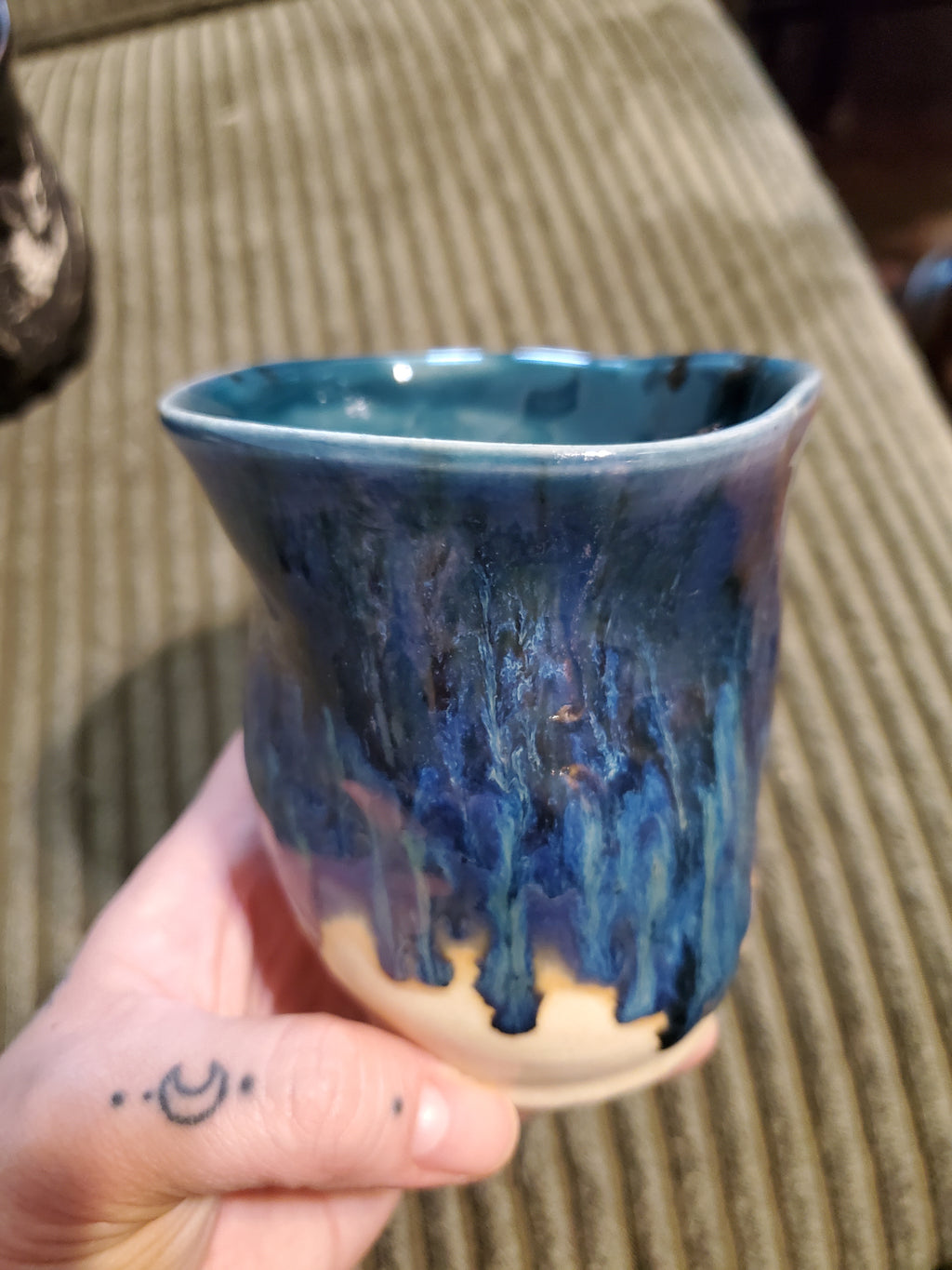 Large Blue Green Drip Tumbler