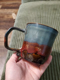 Blue, Red, and Brown Mug, Medium (Minor Imperfection)