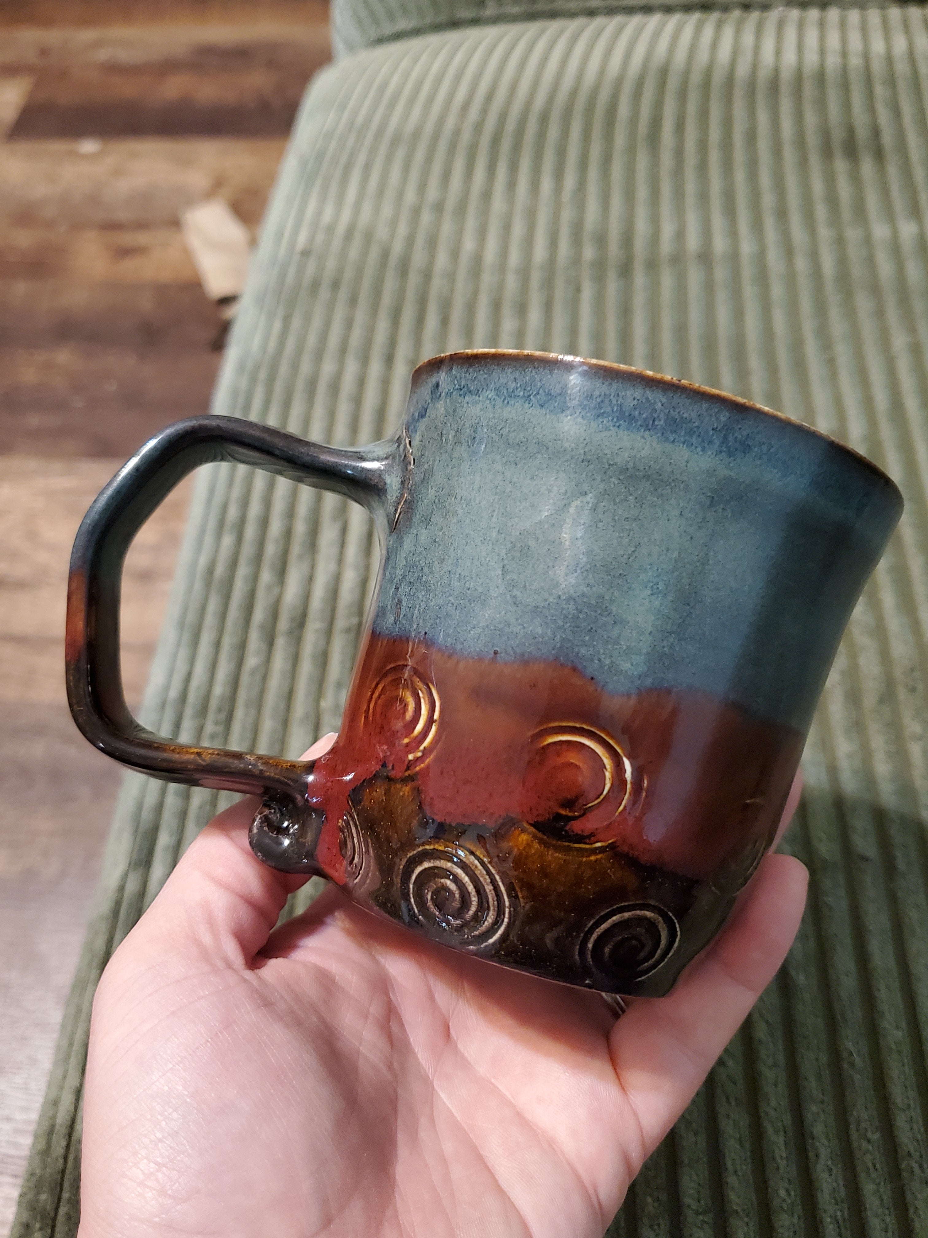Blue, Red, and Brown Mug, Medium (Minor Imperfection)
