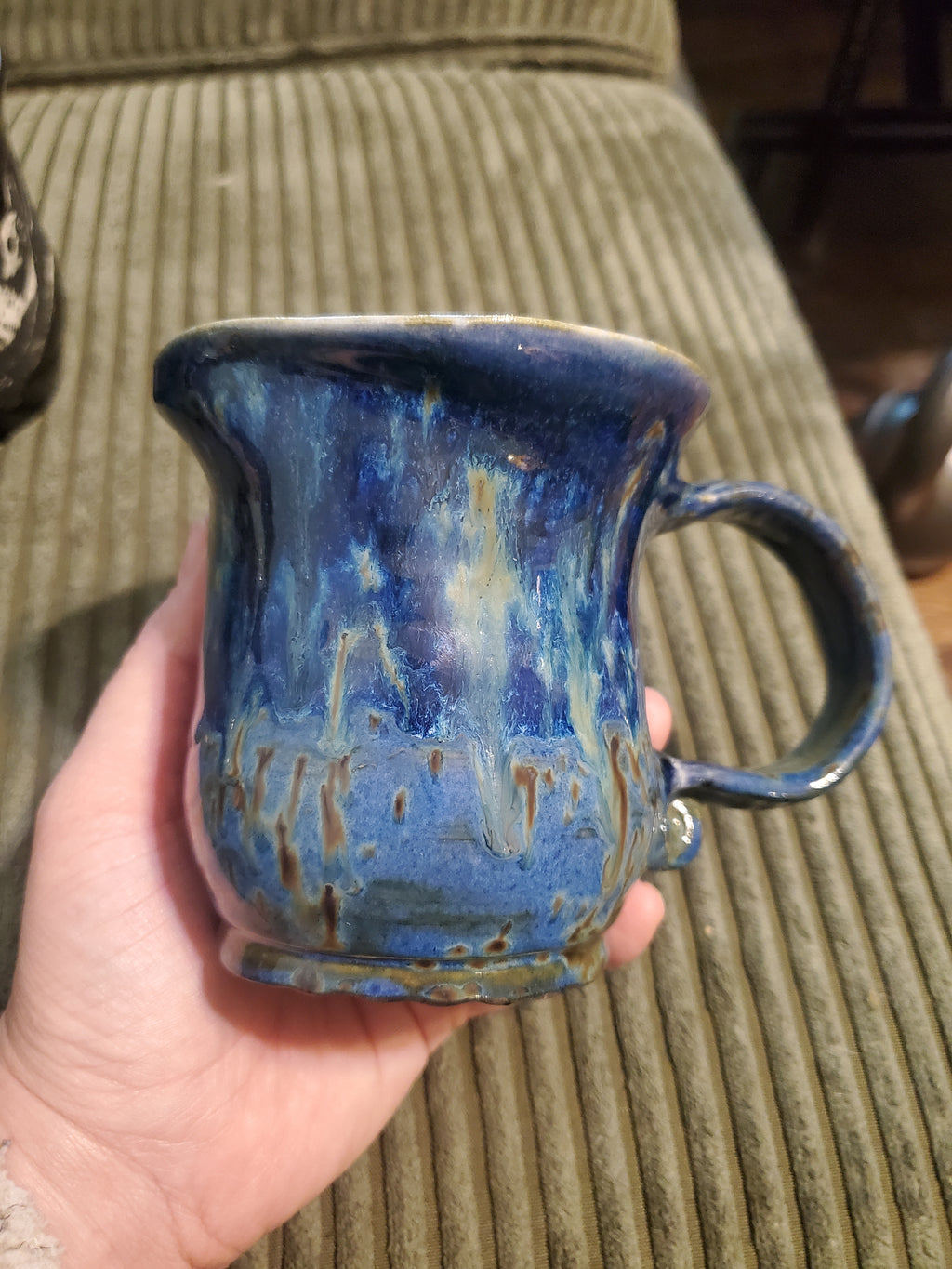 Large Blue Green Drip Mug