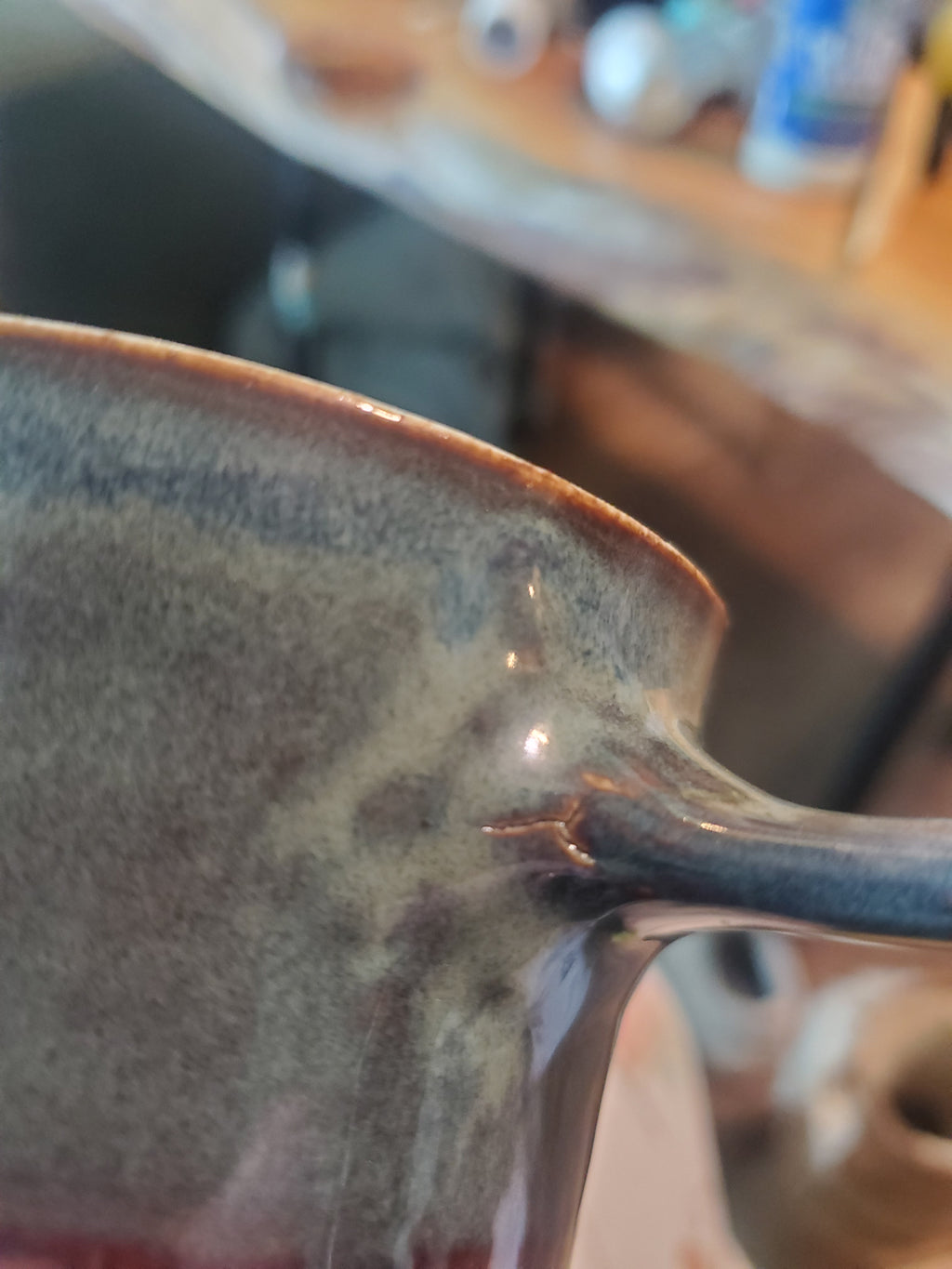 Blue, Red, and Brown Mug, Medium (Minor Imperfection)
