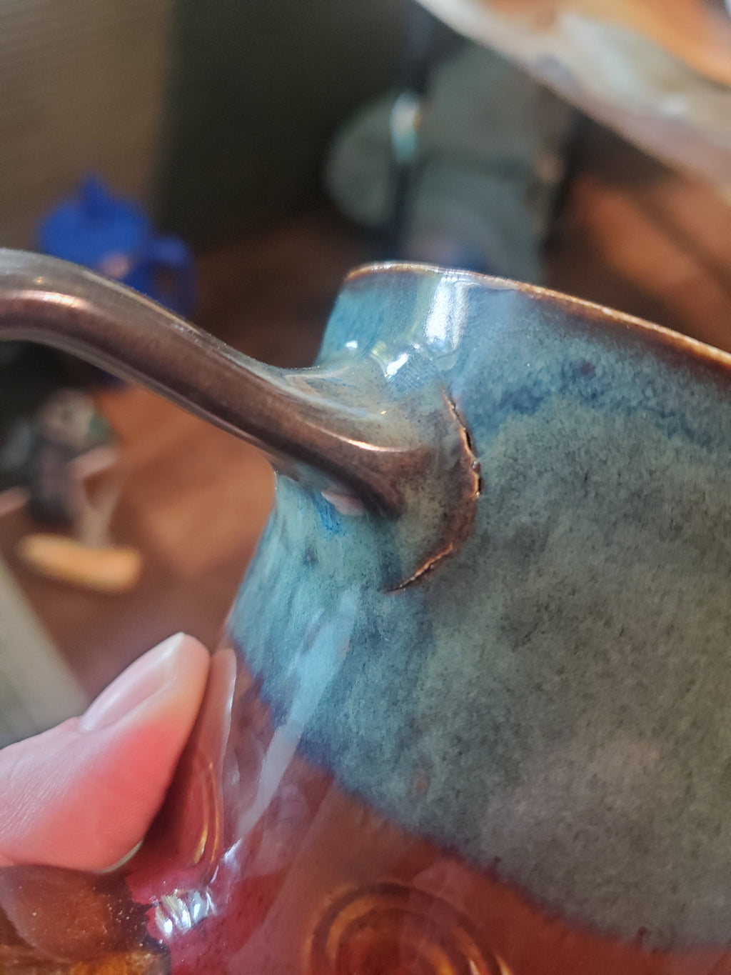 Blue, Red, and Brown Mug, Medium (Minor Imperfection)
