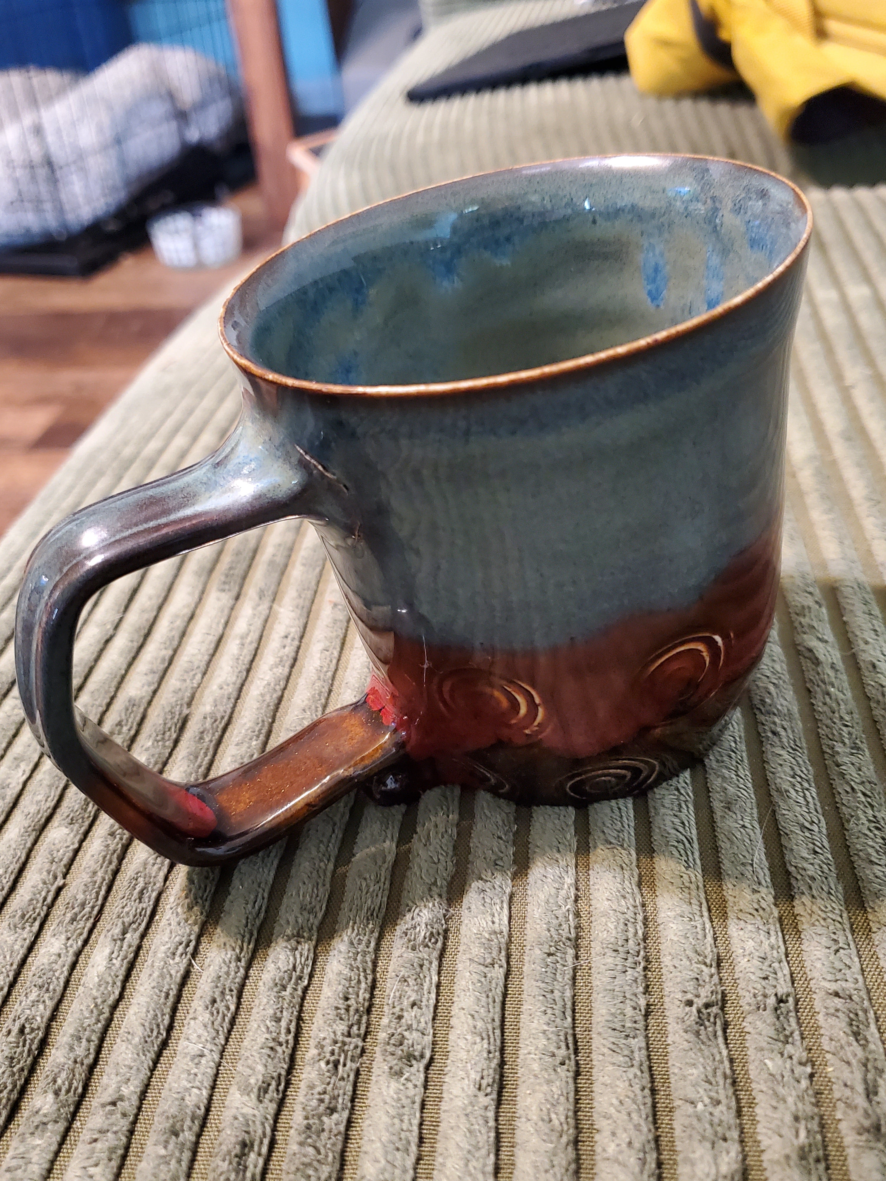 Blue, Red, and Brown Mug, Medium (Minor Imperfection)